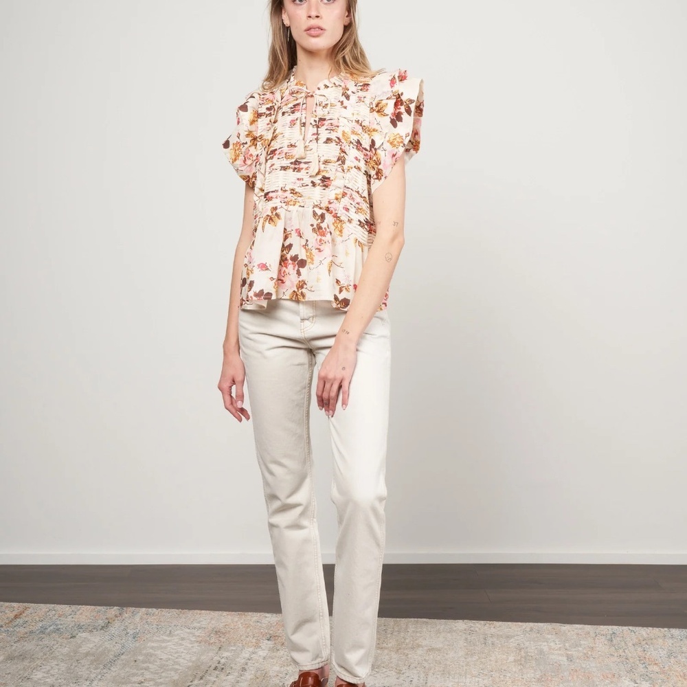 Sea New York Esme flutter sleeve 100% Ramie top Size Small - Picture 9 of 9
